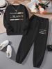 Women's Casual Two Piece Lounge Set, Long Sleeve Round Neck Printed Pullover Top And Elastic Waist Pants, Loose Fit Sweatsuit For Fall_ecoleips.com