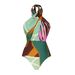 Women's Backless Swimsuit With Cross Neck Straps - Printed Beach Swimwear For Vacation_ecoleips.com