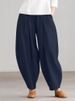 Suitable For All Seasons 2025 Summer Women's Simple Casual Cotton Linen Harem Wide-Leg Pants With Elastic Waist_ecoleips.com