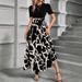 Women's Floral Print Round Neck Midi Dress – Elegant Resort Wear With Exotic Vacation Style For Spring Summer 2026_ecoleips.com