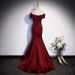 Burgundy Mermaid Evening For Women, Vocal Solo Performance, Music Exam, Toasting, Engagement, Host, Off-Shoulder, Light_ecoleips.com