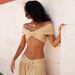 Women's French Style off the Shoulder Crop Beach Dress Set Solid Color Top Pleated Midi Skirt Vacation Style_ecoleips.com