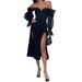 Women's Clothing Autumn Sexy Off Shoulder Organza Long Sleeved Women's Evening Dress_ecoleips.com