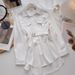 Women's Clothing Long Sleeved Shirt For Women, Slim And Elegant, Mid Length, New Style For Winter, Niche Design, Lace Up Top_ecoleips.com