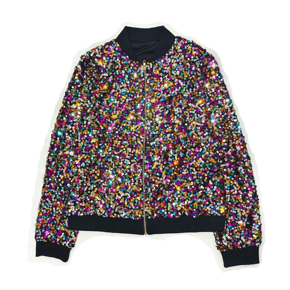 "Statement Sequined Mesh Jacket – Glamorous Long-Sleeve Embroidered Top For Women |Style Evening Blazer (Gold)"_ecoleips.com