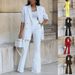 Women's Elegant Streetwear Solid Color Polyester Blazer Suits_ecoleips.com