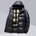 Unisex Metallic Black Short Puffer Jacket - 550fp Duck Down, Windproof & Thermal, Shiny Outer Shell For Winter (S-3xl)_ecoleips.com