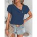 Cross-border 2025 Spring/Summer European And American Women's Clothing Casual Slim Fit Knitted Short Sleeve_ecoleips.com