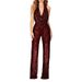 Women's Sequin Halter Neck Jumpsuit Elegant Slim Fit Long Pants European American Fashion 2025 Style_ecoleips.com