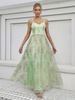 Women's V-neck suspender mesh embroidered backless elegant evening dress prom dress party dress bridesmaid dress_ecoleips.com
