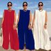 Spring/Summer Women's Casual Wide Leg Jumpsuit Solid Color Independent Website European And American Style 2025_ecoleips.com