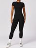 Women's Clothing T Shirt Quick Drying Yoga Fitness Clothes Outdoor Running Sports Round Neck Tight Slim Short Sleeve Trousers Suit_ecoleips.com