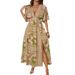 Independent Station Foreign Trade 2026 Summer New Sexy V-neck Short Sleeve Printed Waist Dress European And American_ecoleips.com