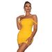European And American Summer New Sexy Short Socialite Yellow Design Sense Strap Dress_ecoleips.com