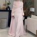 Elegant Pleated Evening Gown With Train - Long Sleeve High Neck Formal Dress For Weddings & Parties - Pink_ecoleips.com