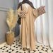 Verve Women's Muslim Clothing Abaya Hand-Embroidered Plaid Simple Dress Long Skirt Robe_ecoleips.com