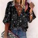 Women's Clothing Spring And Summer Star Printed Button Lapel Shirt _ecoleips.com