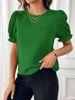Verve Women's Fashion 2025 Summer New Stylish Elegant Solid Color Round Neck Shirt Top_ecoleips.com