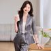 Women's Two Piece Faux Acetate Satin Suit Jacket Stylish Professional Youthful Spring Summer_ecoleips.com