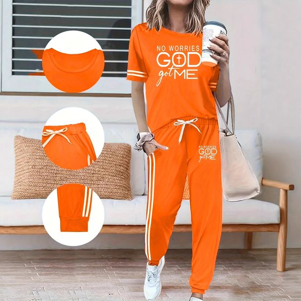 Women's Spring Summer Two Piece Set Round Neck Short Sleeve High Waisted Pants With Side Pockets Casual Comfortable Outfit_ecoleips.com