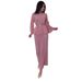 Elegant Wrinkle-Free Office Dress Set – Silk-Like Polyester Skirt & Top With Belt – Summer Business Casual Outfit For Women (Pink/Gray)_ecoleips.com