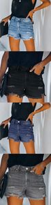 New Style Platform Four Color Hole High Waist Women's Denim Shorts_ecoleips.com
