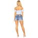 Women's Clothing Ripped Hot Pants Trend White Hem Elastic High Waist Tight Denim Shorts Hot Pants_ecoleips.com