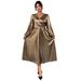 Women's Elegant Lantern Sleeve Dress – High Waist Bodycon Midi Dress For Party & Evening Wear_ecoleips.com