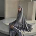 Muslim Women's Clothing Solid Color Long Robe Dress Two-Piece Set Pleated Headscarf Large Hijab P111_ecoleips.com