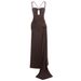 Women's Clothing Style Sexy Slim Fit Long Beach Dress Backless Coffee Color Ruffled Ribbon Detail For Formal & Casual For Women_ecoleips.com