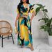 Women's Geometric Print Jumpsuit Batwing Sleeves Tie Waist European American Style Best Selling Item Amazon 2025_ecoleips.com
