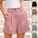 Women's Clothing Summer New High Waist Fashion Casual Shorts Solid Color Comfortable With Pockets_ecoleips.com