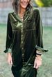 Women's Clothing Casual Loose Shirt New Velvet Pocket Splicing Irregular Long Sleeved Dress_ecoleips.com