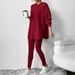 2025 European And American Cross-Border Autumn Winter Women's Loose Hooded Sleeve Casual Long Pants Ribbed Stripe_ecoleips.com