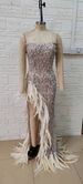 Women's Clothing Elegant And Sexy One Shoulder Beaded Tube Top Sequined Irregular Long Slit Dress_ecoleips.com