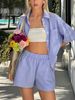 Summer Fashion Women's Casual Loose Shorts With Pockets Striped Design Early Autumn Suit Top Women's Clothing_ecoleips.com