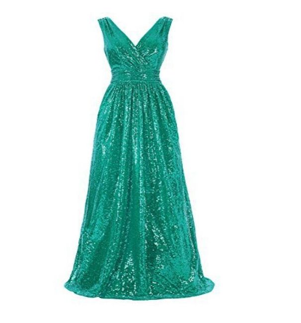 Women's Clothing Evening Dress V Neck Sexy Slim Long Sequined Dress_ecoleips.com