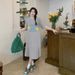 Summer New Korean Style Fashion Plus Size Women Split Printing T-shirt Long Dress Long Below The Knee Girls' Dress_ecoleips.com