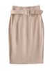 K New High Waisted Suit, Hip Hugging Skirt, Commuting Split Waist Belt A-line Skirt_ecoleips.com