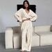 Autumn New Euopean And Ameican Style Loose Comfotable Cotton Pinted Pajama Set Wholesale Women's_ecoleips.com