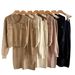 Elegant Knit Two-piece Set Women's Fall Winter Turtleneck Sweater & Midi Skirt Outfit - Slim Fit Button Down Cardigan & A-line Skirt_ecoleips.com