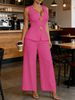 Women's Fashion Button Vest And Trousers Set European American Style Casual Two-Piece Suit for Spring Summer_ecoleips.com