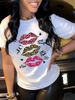 European And American Cross-border Foreign Trade Wholesale Clothing Sexy Colorful Lips Round-neck Plus-size Short-sleeve_ecoleips.com
