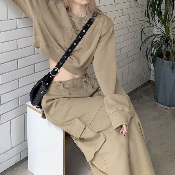 Audday American Style Women's Long Sleeve Printed Top 2025 Autumn Casual Fashion Workwear Half Skirt Two-Piece Set Trendy_ecoleips.com