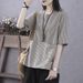 Vintage Mid-Sleeve Base Shirt For Women, Summer Thin Top, Stylish Small Shirt, Pullover, Loose Striped Half-Sleeve T-Shi_ecoleips.com