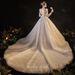 Princess Sleeves, Petite-Friendly Wedding Dress For Outdoor/Church Ceremony (Floor-Length, Sweep Train)_ecoleips.com
