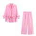 ZA Foreign Trade European American Women's Clothing 2025 Summer New Safari Style Turn-down Collar Long Sleeve Shirt And_ecoleips.com