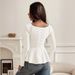 Voya Women's 2026 Winter New Elegant Women's Solid Color U-Neck Splicing Lace Long Sleeve Top T-shirt_ecoleips.com