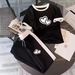Women's Spring/Summer Fashion Heart Print Color Block Two Piece Set Short Sleeve Top And Pants Outfit_ecoleips.com