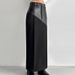 Talenza Vintage Patchwork Skirt Long Women's Black High Waist Slit PU Leather Skirt Spring High Street Elegant Female Long Skirt_ecoleips.com